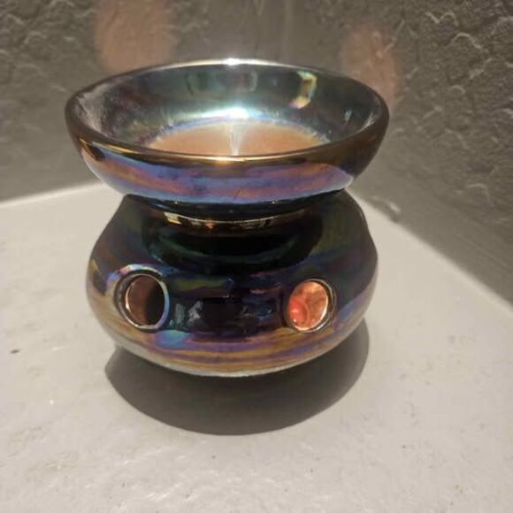 Glass Wax Warmer Iridescent Made in Germany 3.5" - Picture 3 of 4